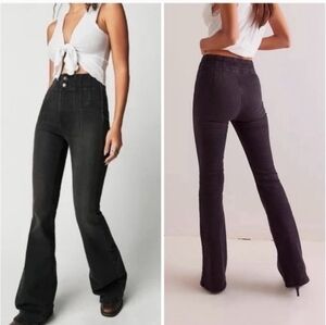 Free People We The Free Charcoal Jayde Flare Jeans Pants Ultra High Waist 26